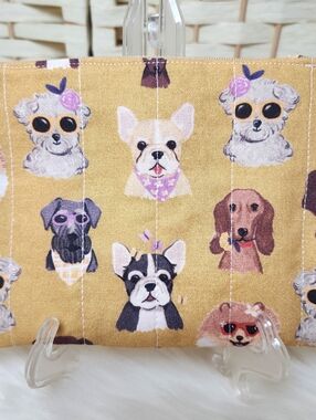 Handmade Quilted Zipper Pouch 100% Cotton Fully Lined Cosmetic Travel Bag